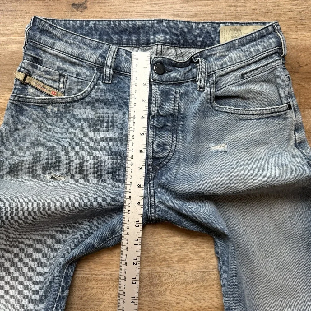 Diesel D-Bazer Jeans Men 29x32 Blue Regular Tapered Light Wash Distressed 084DD